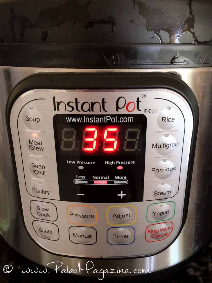 Set pressure cooker on high pressure for 35 minutes. Follow your pressure cooker’s instructions for releasing then pressure.