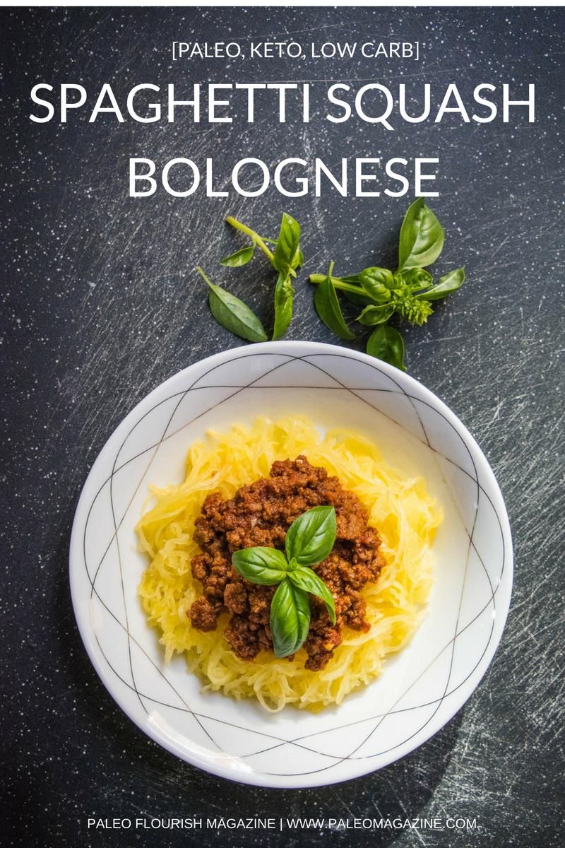 Paleo/Keto Spaghetti Squash Bolognese Recipe [Low Carb] #paleo #keto #lowcarb #recipes - https://ketosummit.com/paleo-keto-spaghetti-squash-bolognese-recipe
