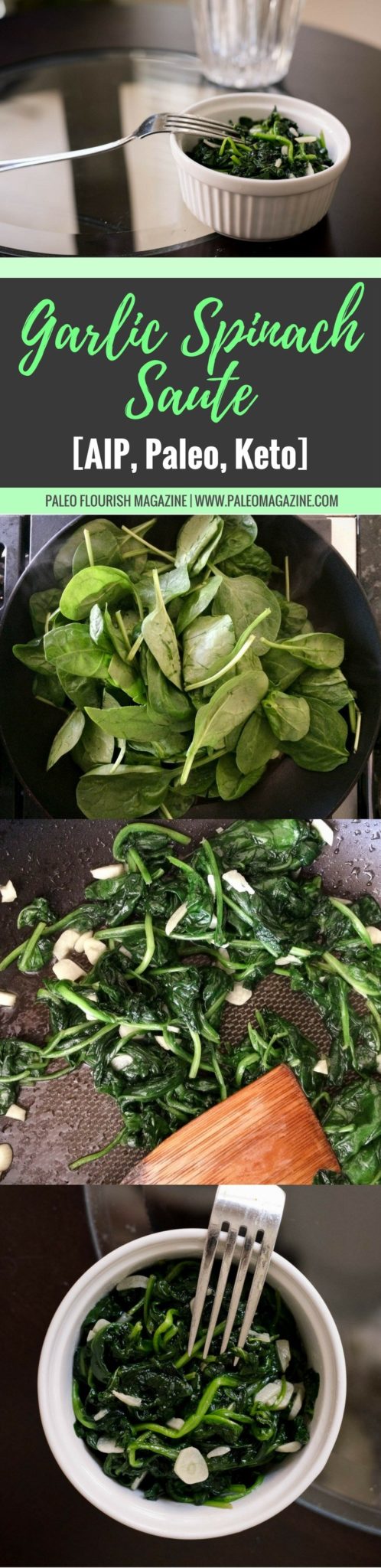 Garlic Spinach Saute [AIP, Paleo, Keto] #paleo #recipes #glutenfree https://ketosummit.com/garlic-spinach-saute-aip-paleo-keto