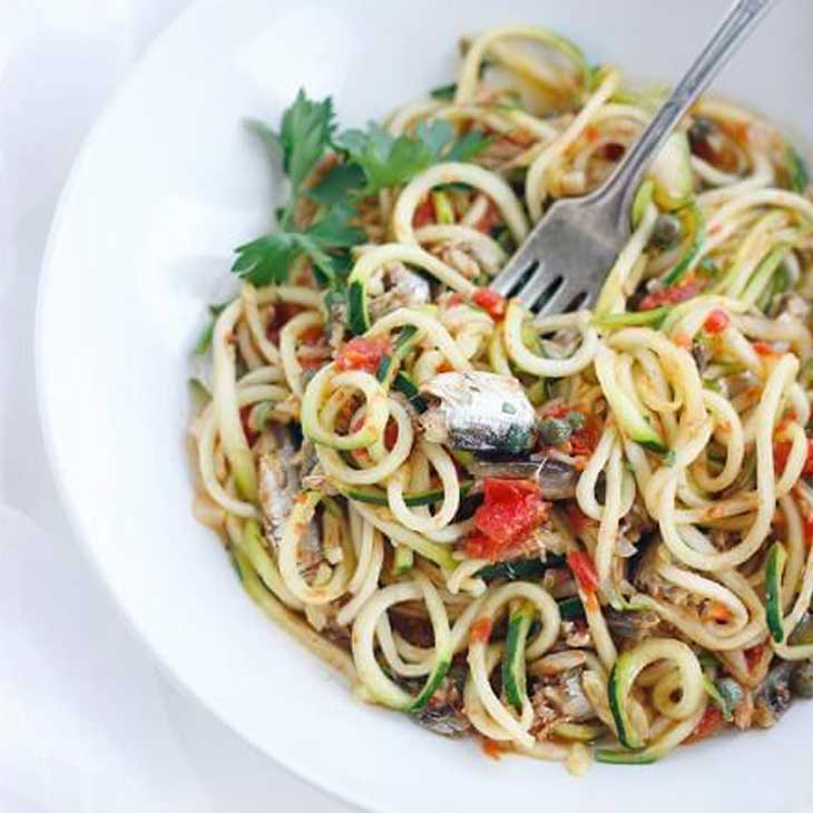 Pasta with Sardines, Tomatoes and Capers
