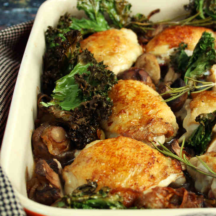 Keto Chicken, Mushroom and Kale Casserole Recipe #keto https://ketosummit.com/keto-chicken-mushroom-casserole-recipe