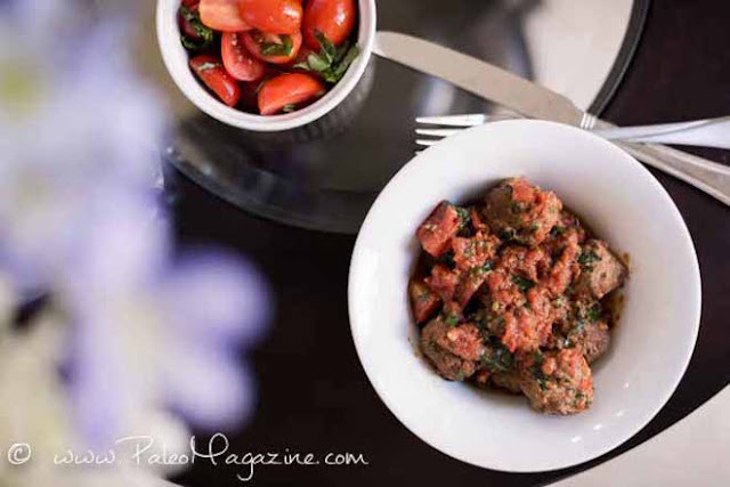Italian inspired keto meatballs with tomato basil sauce