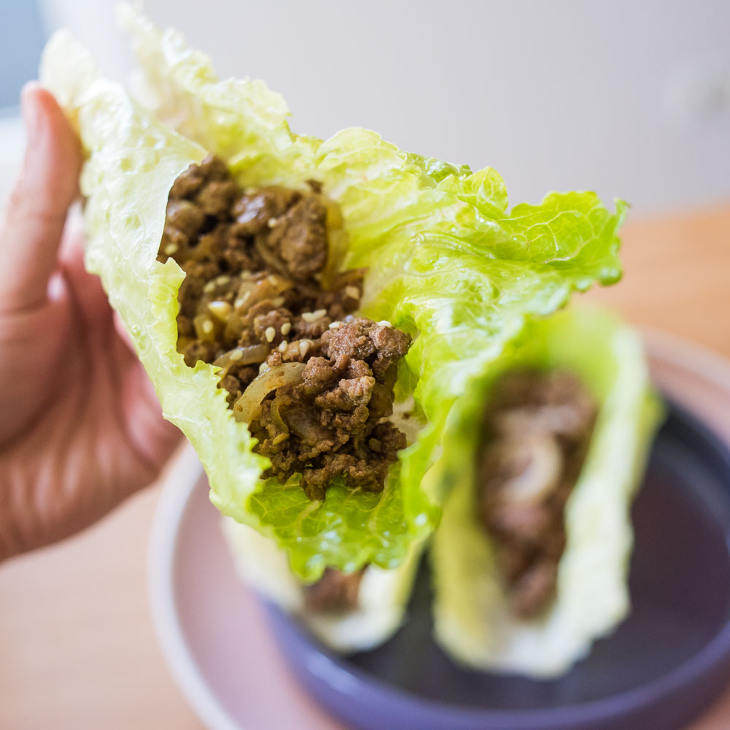 Keto Asian Ground Beef Lettuce Wraps
