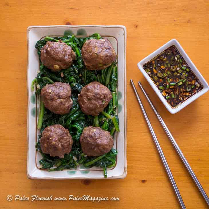 Asian inspired keto meatballs with dipping sauce