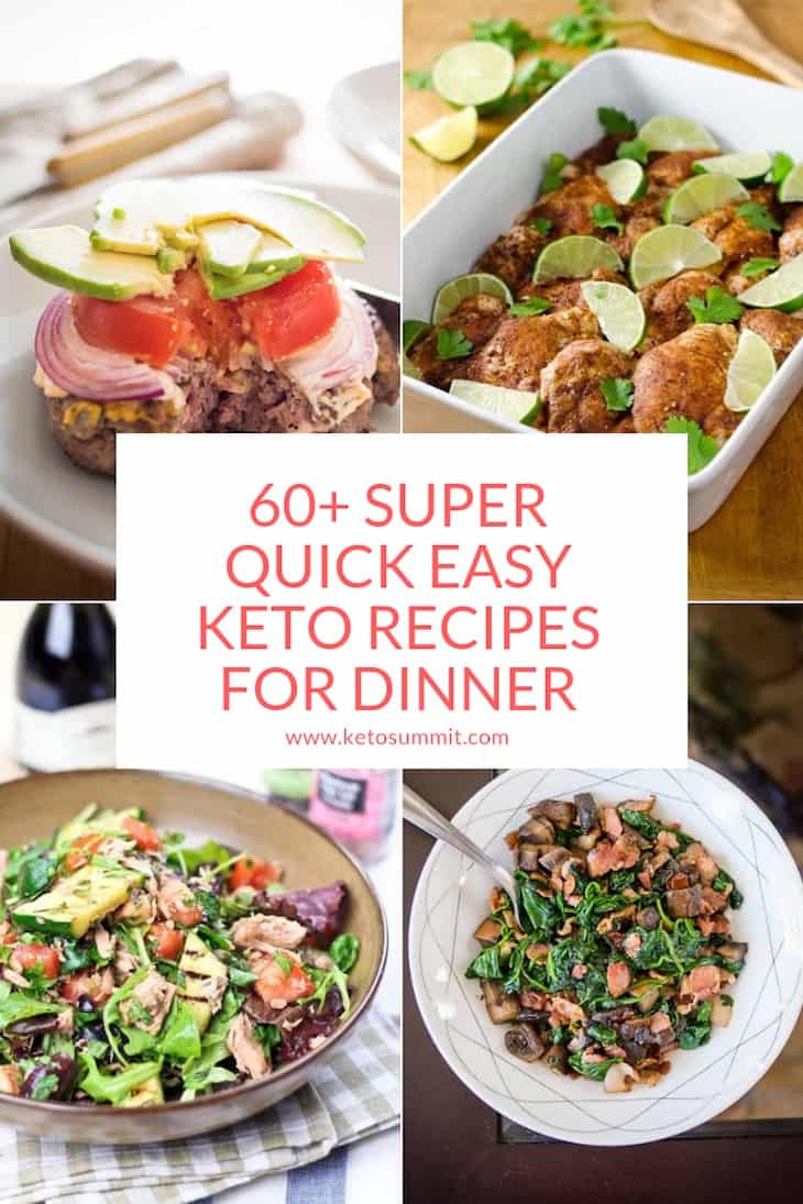 60+ Super Quick Easy Keto Recipes for Dinner Collage https://ketosummit.com/quick-keto-recipes-dinner/