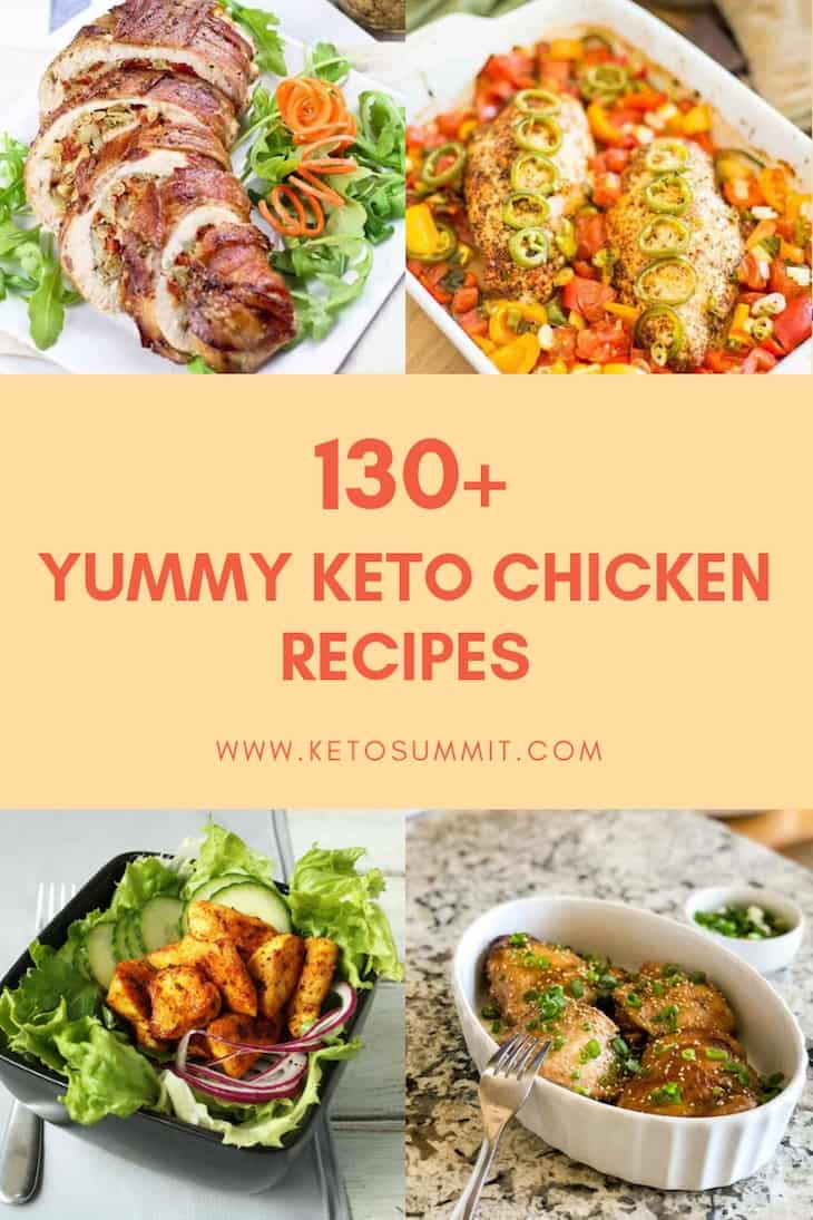 130+ Yummy Keto Chicken Recipes [Paleo, Low Carb, Dairy-Free] Collage https://ketosummit.com/keto-chicken-recipes