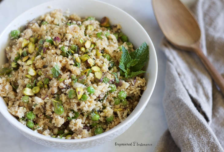 Cauliflower Rice Pilaf with Mint and Peas