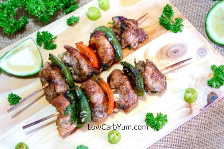 Low Carb Chicken Fajitas On Skewers For Bbq Or Cookout