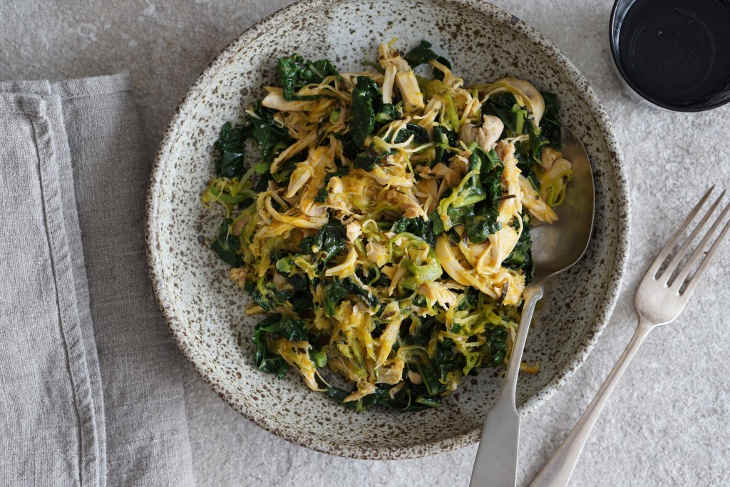 Instant Pot Shredded Chicken with Tarragon and Kale