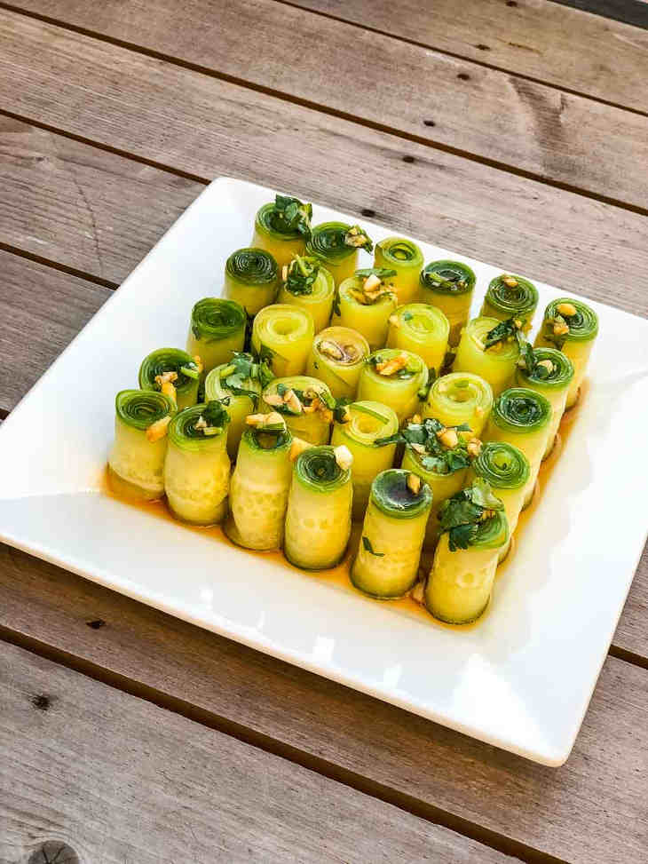 Keto Asian Rolled Cucumber Salad Recipe #keto https://ketosummit.com/keto-asian-rolled-cucumber-salad-recipe