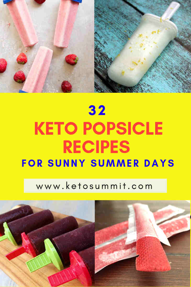 32 Keto Popsicle Recipes for Sunny Summer Days Collage https://ketosummit.com/keto-popsicle-recipes