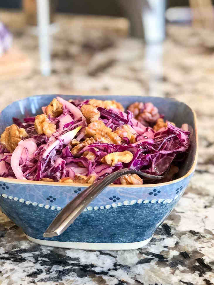 Keto Tangy Red Cabbage Coleslaw #keto https://ketosummit.com/keto-red-cabbage-coleslaw