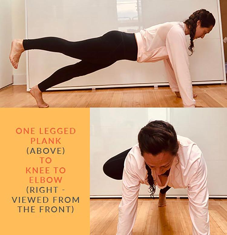One Legged Plank to Knee-to-Elbow https://ketosummit.com/15-minute-yoga-workout