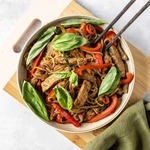 Keto Chili Basil Beef Noodle Stir Fry Recipe #keto #recipe https://ketosummit.com/keto-chili-basil-beef-noodle-stir-fry-recipe